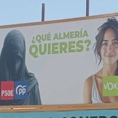 Una de las vallas publicitarias de Vox en El Ejido