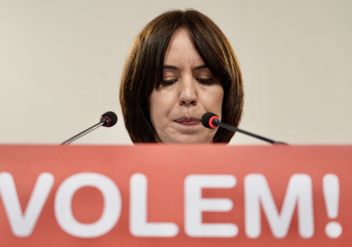 Imagen de la líder del PSPV-PSOE, Diana Morant, este jueves en rueda de prensa