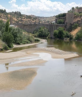 Imagen secundaria 2 - Las imágenes del río Tajo, entre los puentes de Alcántara y Azarquiel, son desoladoras. Arenas acumuladas a consecuencia de los arrastres de las lluvias de marzo, llenan de isletas este tramo. 