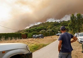 Imagen del incendio en el paraje La Peña, en Tarifa, declarado este martes
