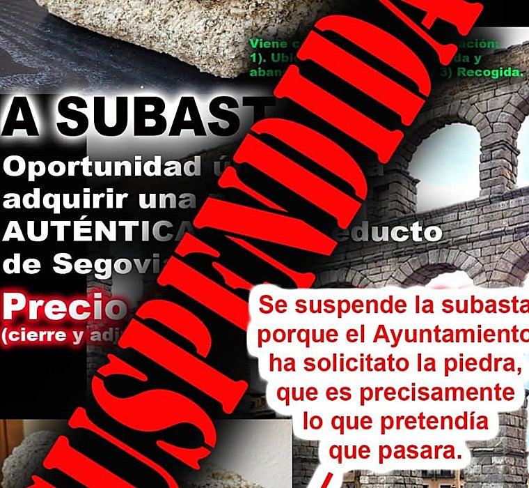 Se lleva una piedra del Acueducto de Segovia y la pone a subasta en internet