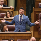 Gabriel Rufián, líder de ERC en el Congreso, durante una sesión de control al Gobierno, celebrada el mes de junio