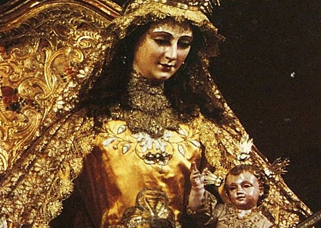 Imagen secundaria 1 - Detalles de diferentes estampas de la Virgen del Sagrario de Toledo de Cádiz y proyecto de su retablo 