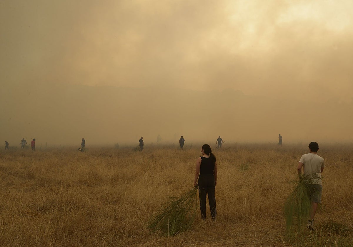 Vecinos de Cualerdo, Moterrei (Orense) frente a las llamas