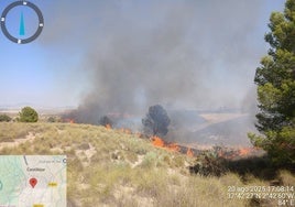 Zona afectada por el fuego, en imagen facilitada por el Plan Infoca
