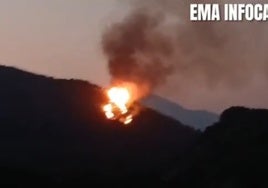 Foco del fuego en el paraje natural