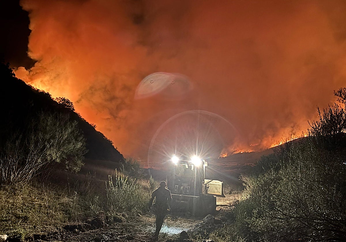 Trabajos en los incendios de León