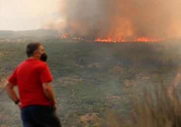 El operativo de extinción lucha para que el incendio de La Baña (León) no entre en la zamorana Carballeda