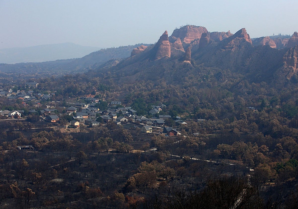 Efectos del incendio de Yeres en el paraje de Las Médulas
