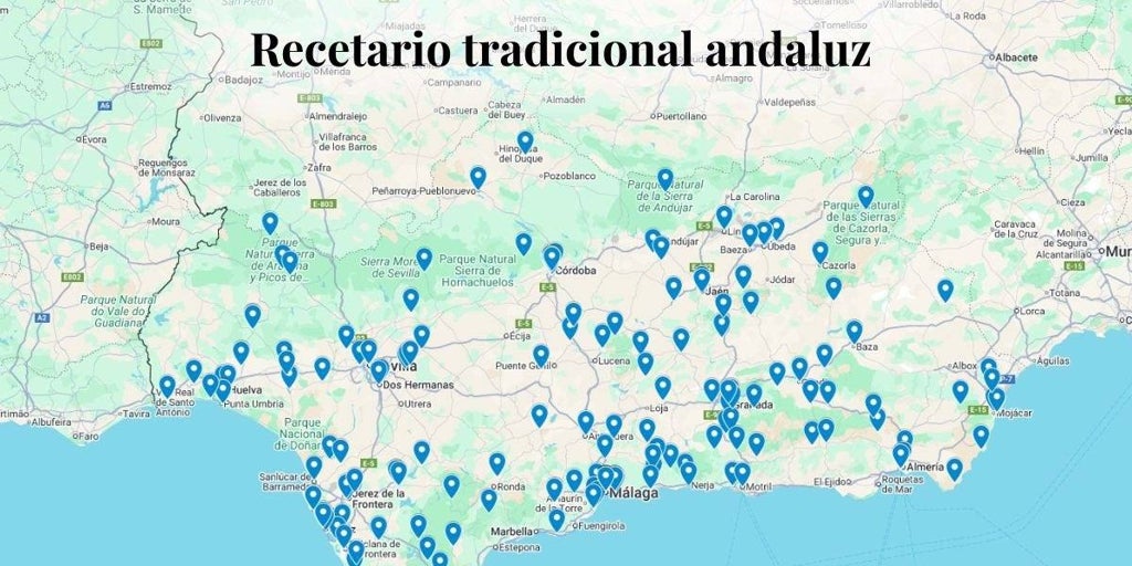 Del «mantecaíto sevillano» a las albóndigas de choco: el curioso mapa con más de 185 recetas de pueblos de Andalucía