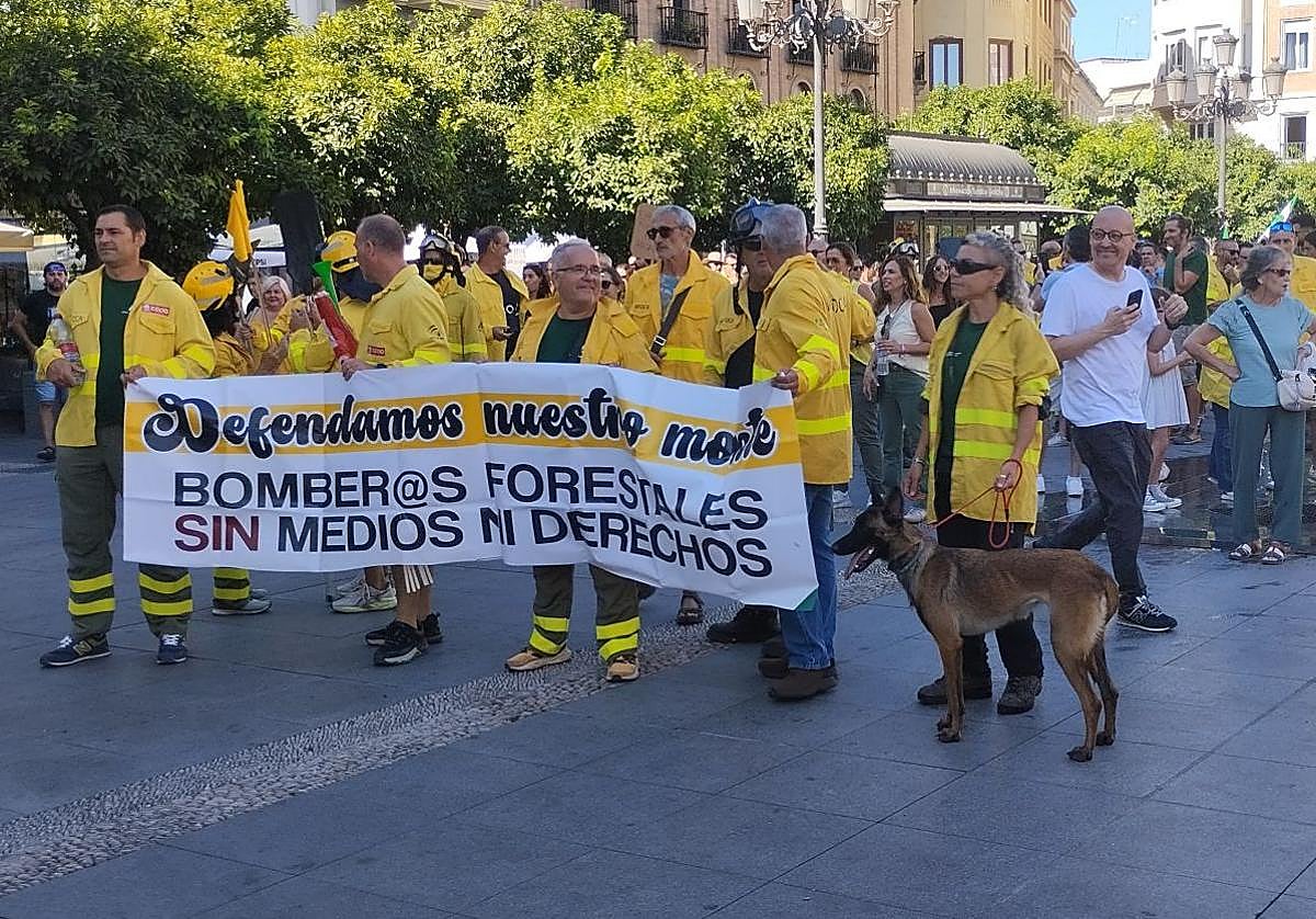 Protesta de bomberos forestales en Córdoba