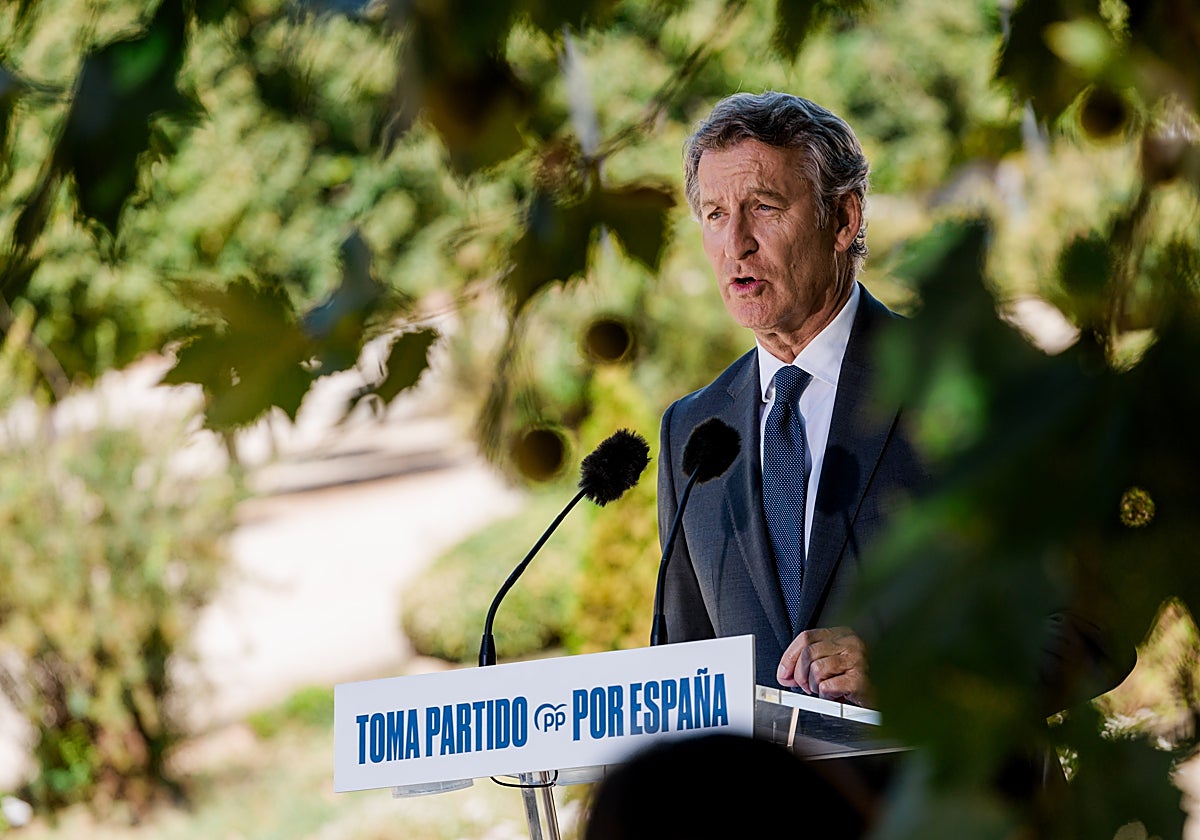 Alberto Núñez Feijóo en la rueda de prensa posterior al primer Comité de Dirección del PPdel curso político