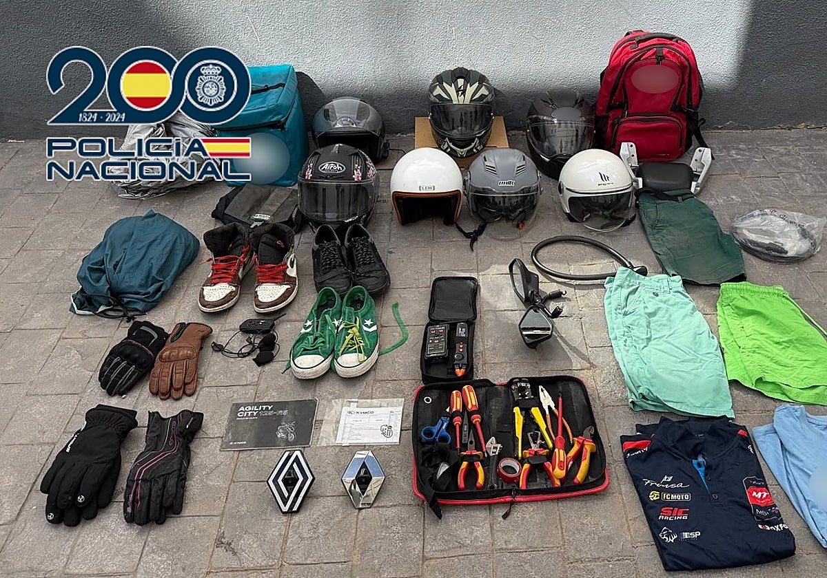 Imagen de los efectos intervenidos por la Policía Nacional