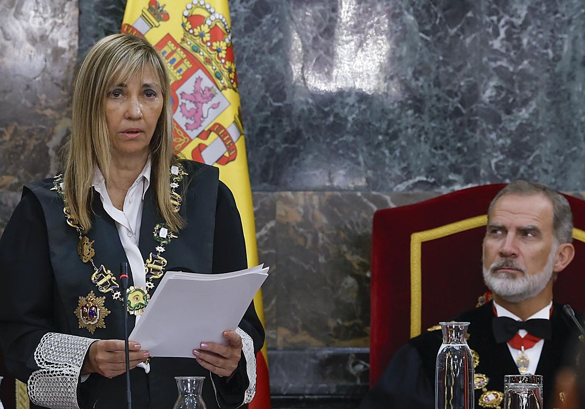 La presidenta del Supremo, Isabel Perelló, en la apertura de los Tribunales del pasado año presidida por el Rey