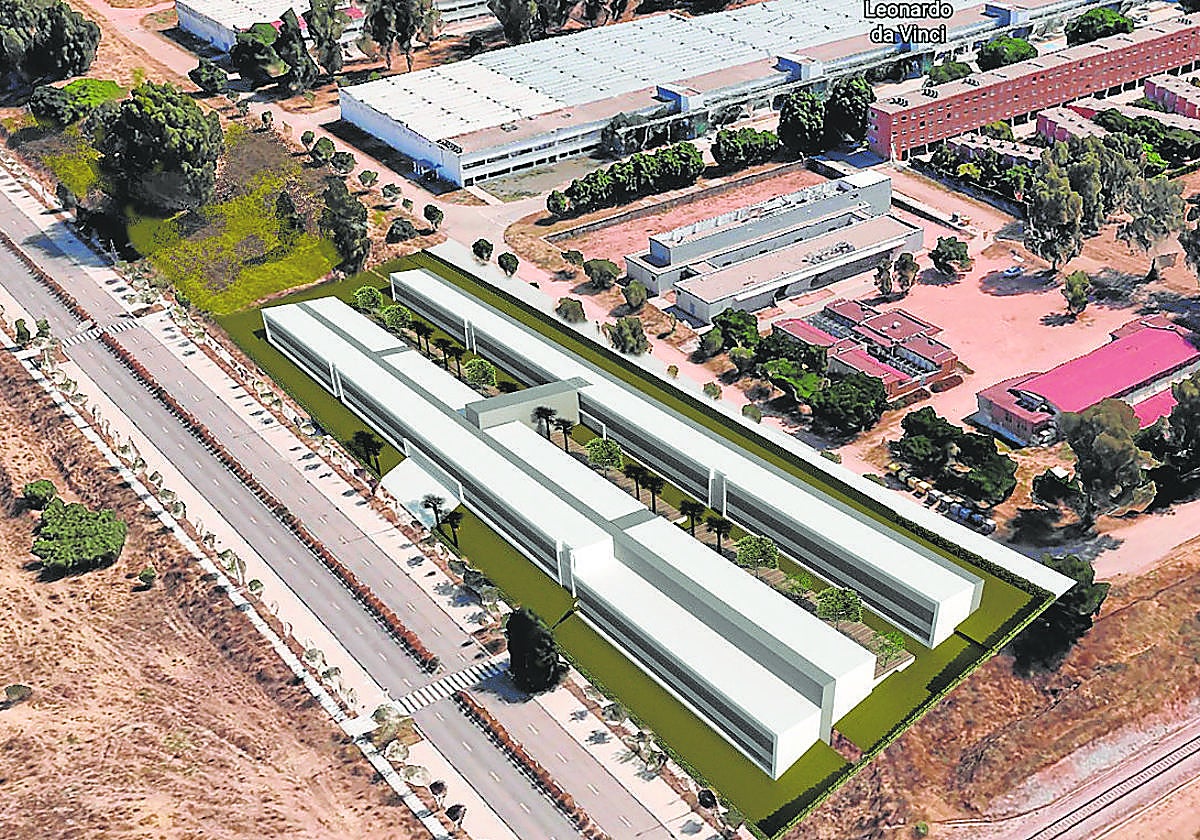 Infografía de la futura residencia que se levantará en el polígono tecnológico Rabanales 21