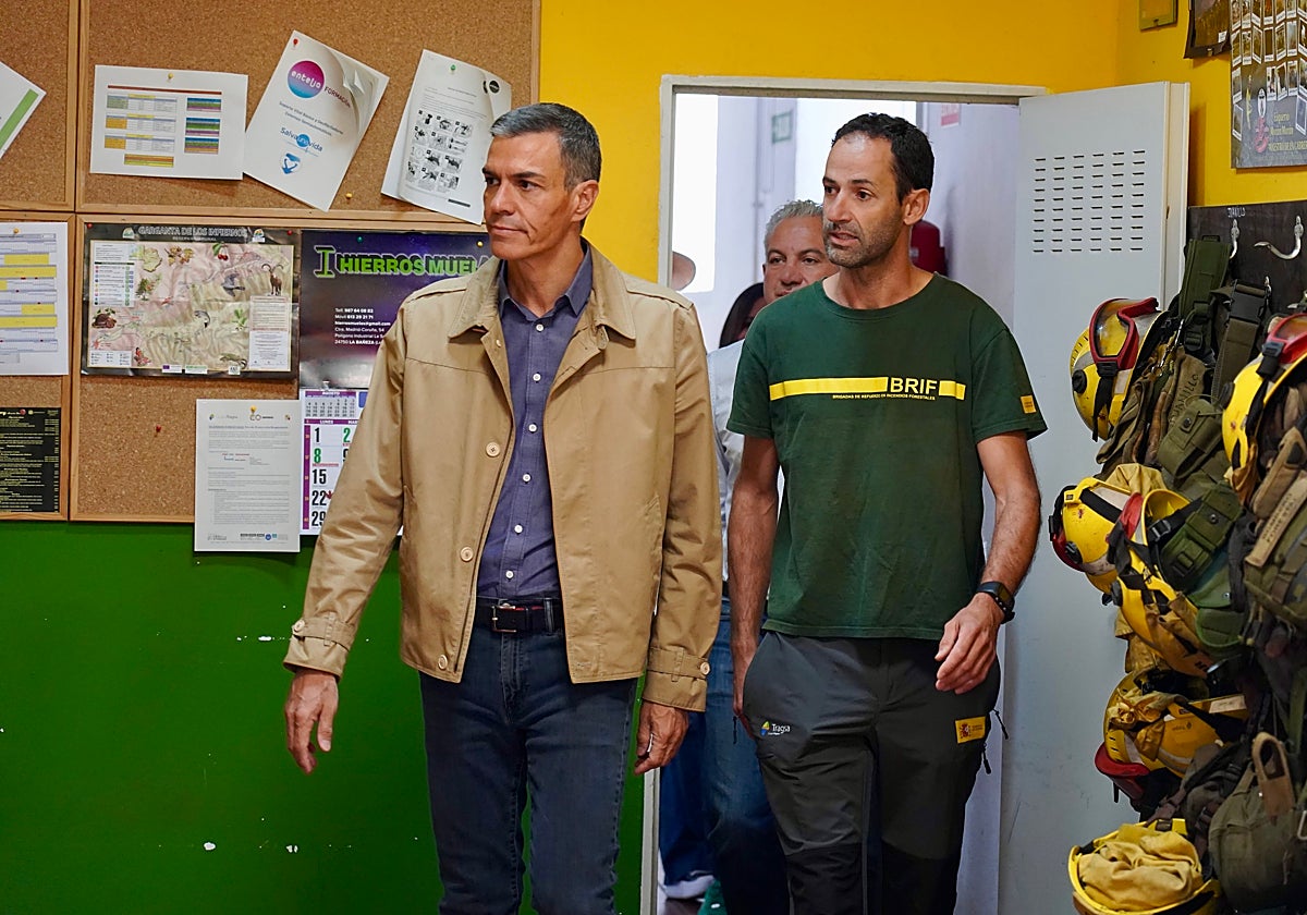 Pedro Sánchez, este viernes en la base de Tabuyo del Monte