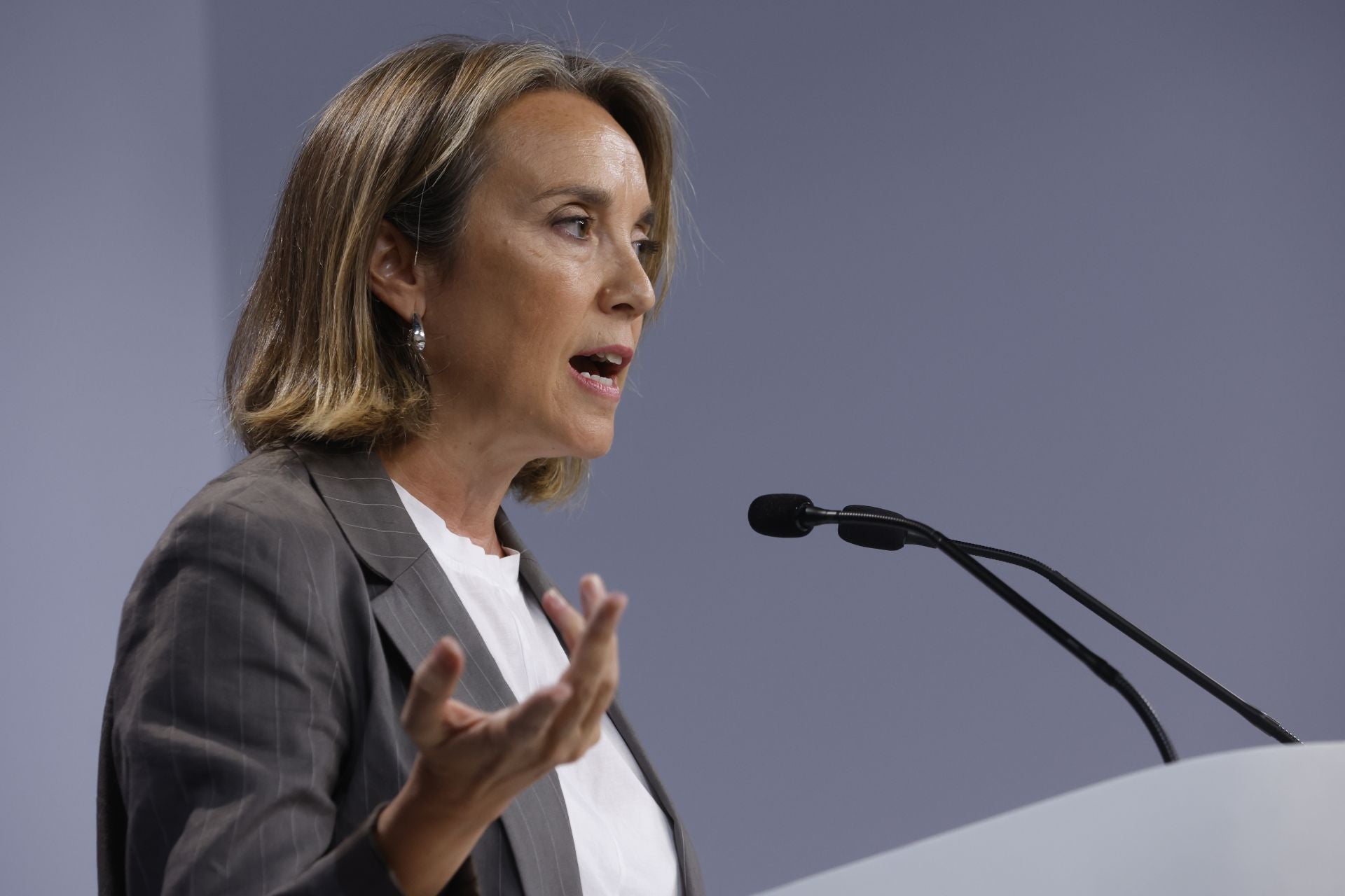 Cuca Gamarra, en su rueda de prensa de este lunes en Génova