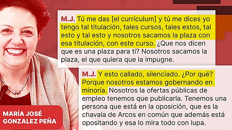 «El PSOE sabe lo que se va a hacer con Manoli», la concejal apunta a su partido en los audios sobre el enchufe a cambio de votos en Arcos de la Frontera