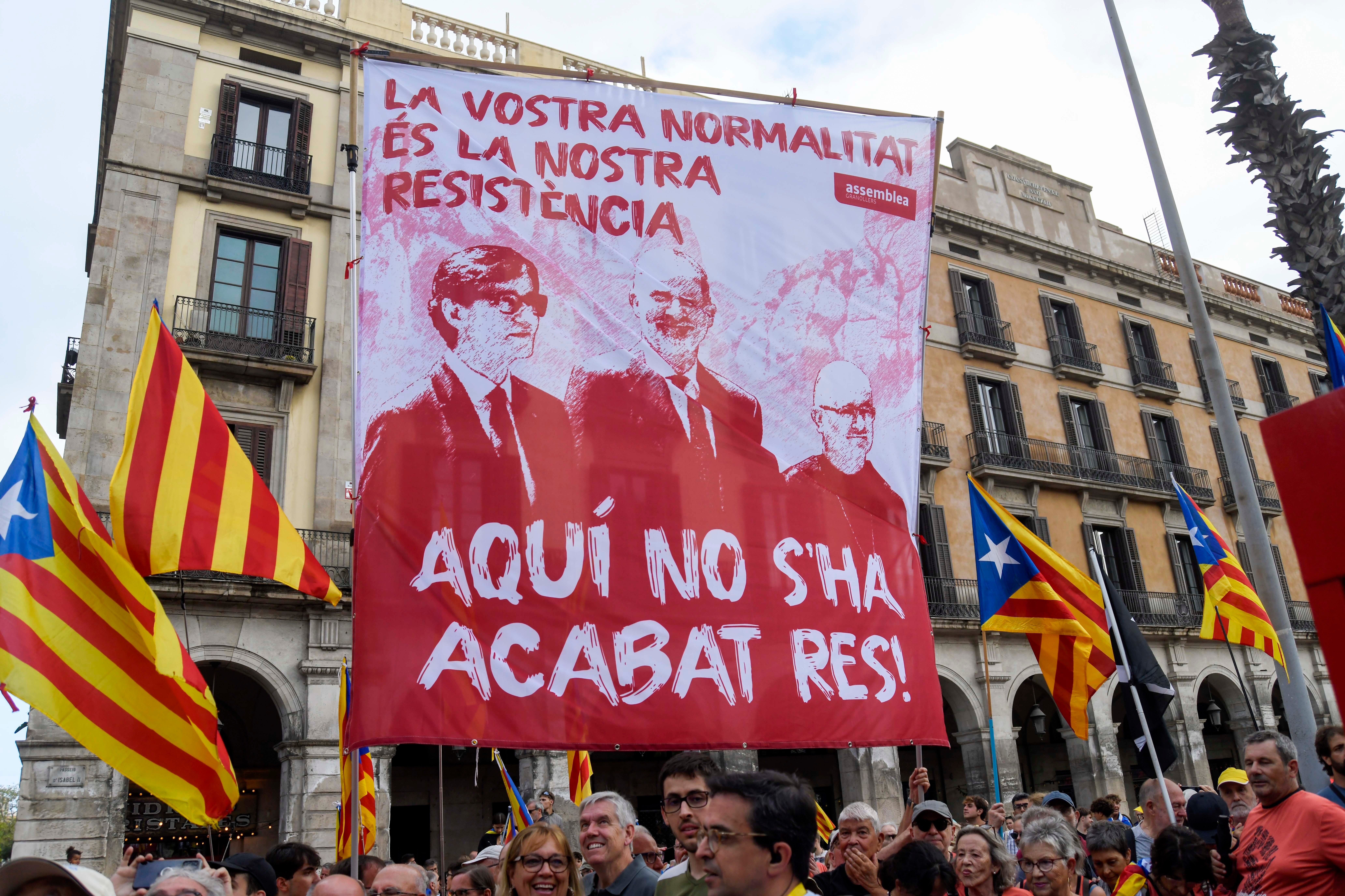 Una de las pancartas de la manifestación de la Diada 