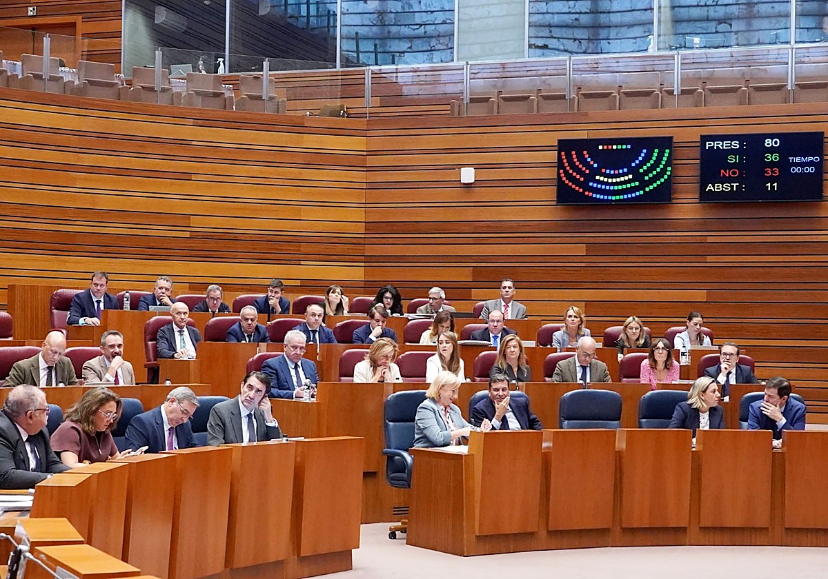 Votación durante el pleno de las Cortes