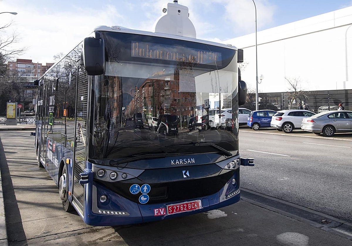 Autobús sin conductor que recorrió Leganés Norte durante la prueba piloto del pasado mes de enero