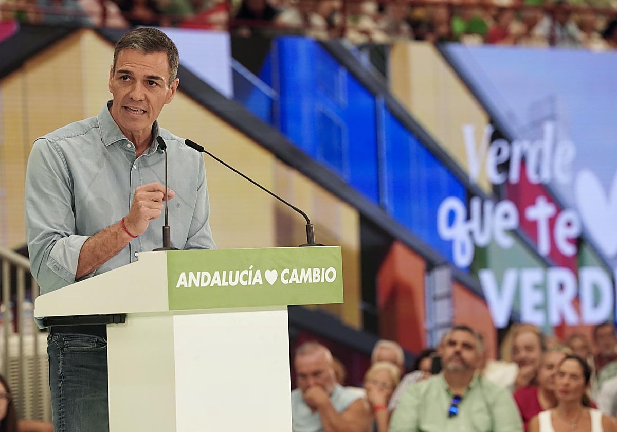 Sánchez, este domingo, en un acto del PSOE de Andalucía