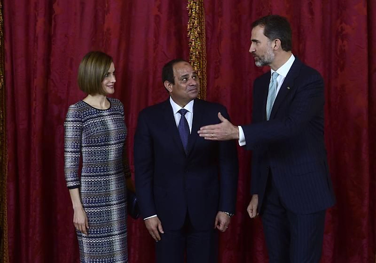 Los Reyes, en febrero en Madrid con el presidente egipcio Abdel Fattah al-Sisi