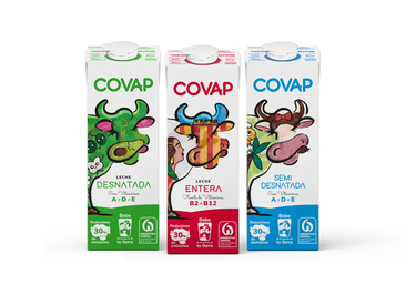 Alumnos de un colegio de Rute 'diseñan' los envases de leche de Covap