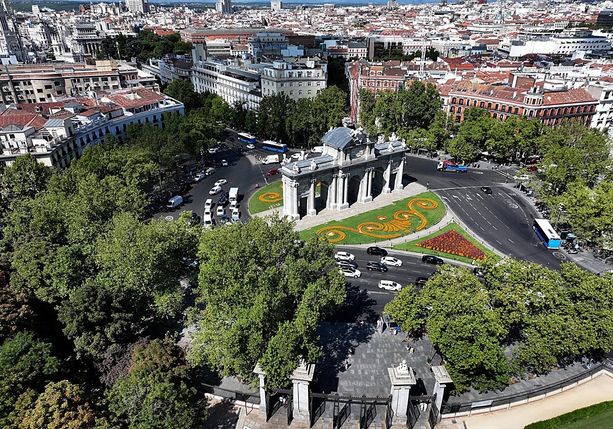 La Puerta de Alcalá, a vista de dron