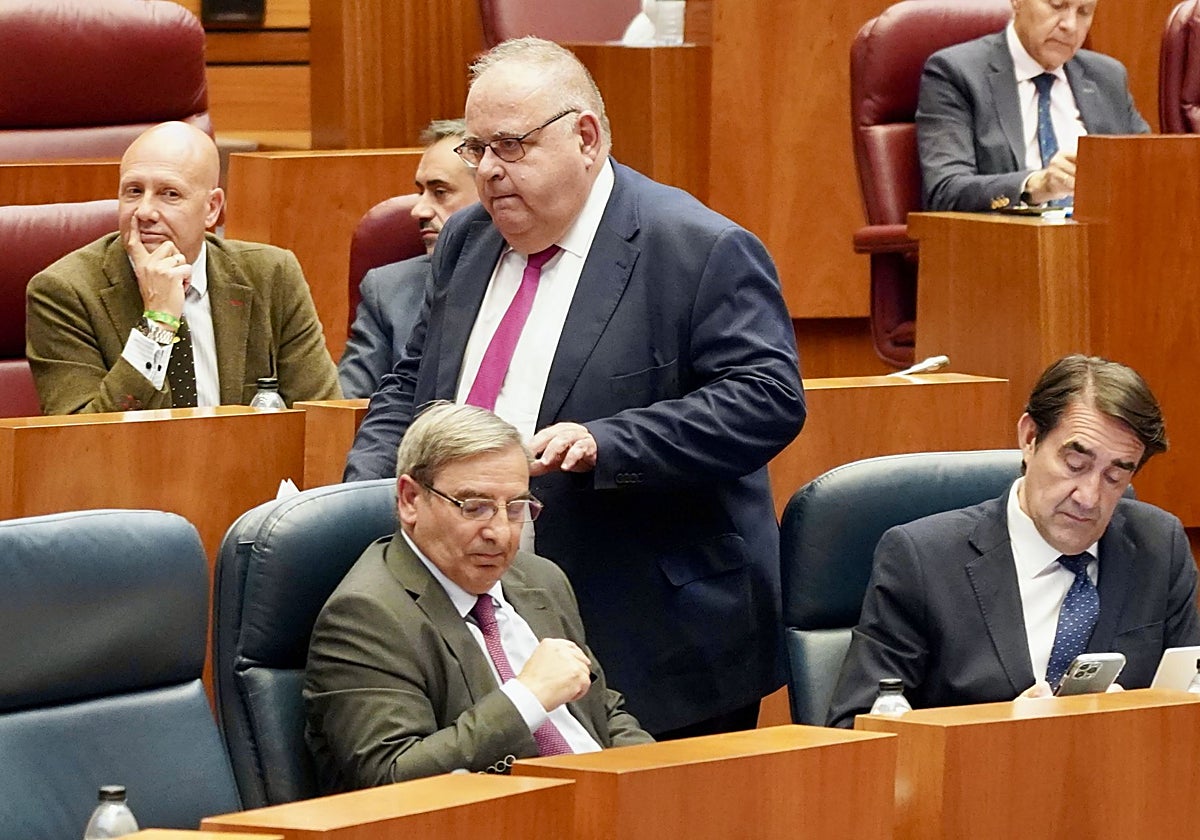 El consejero de Sanidad, ayer en el pleno de las Cortes