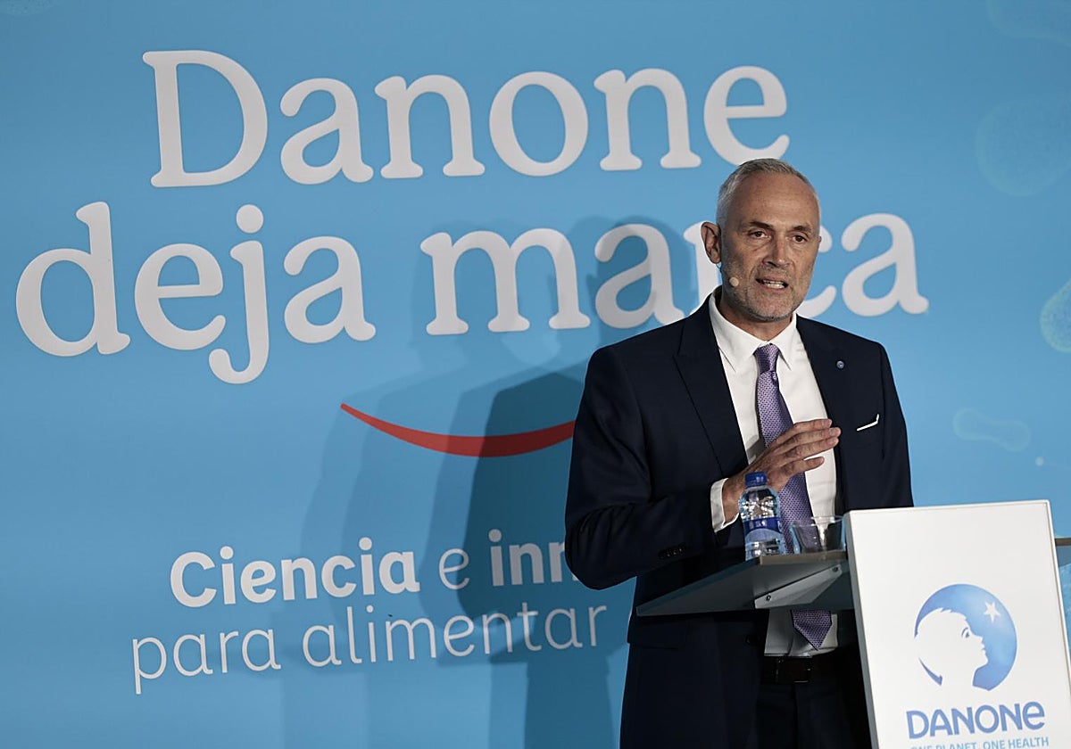 El director general de Danone, François Lacombe durante la inauguración en su fábrica de Aldaia (Valencia) de su HUB Innovación