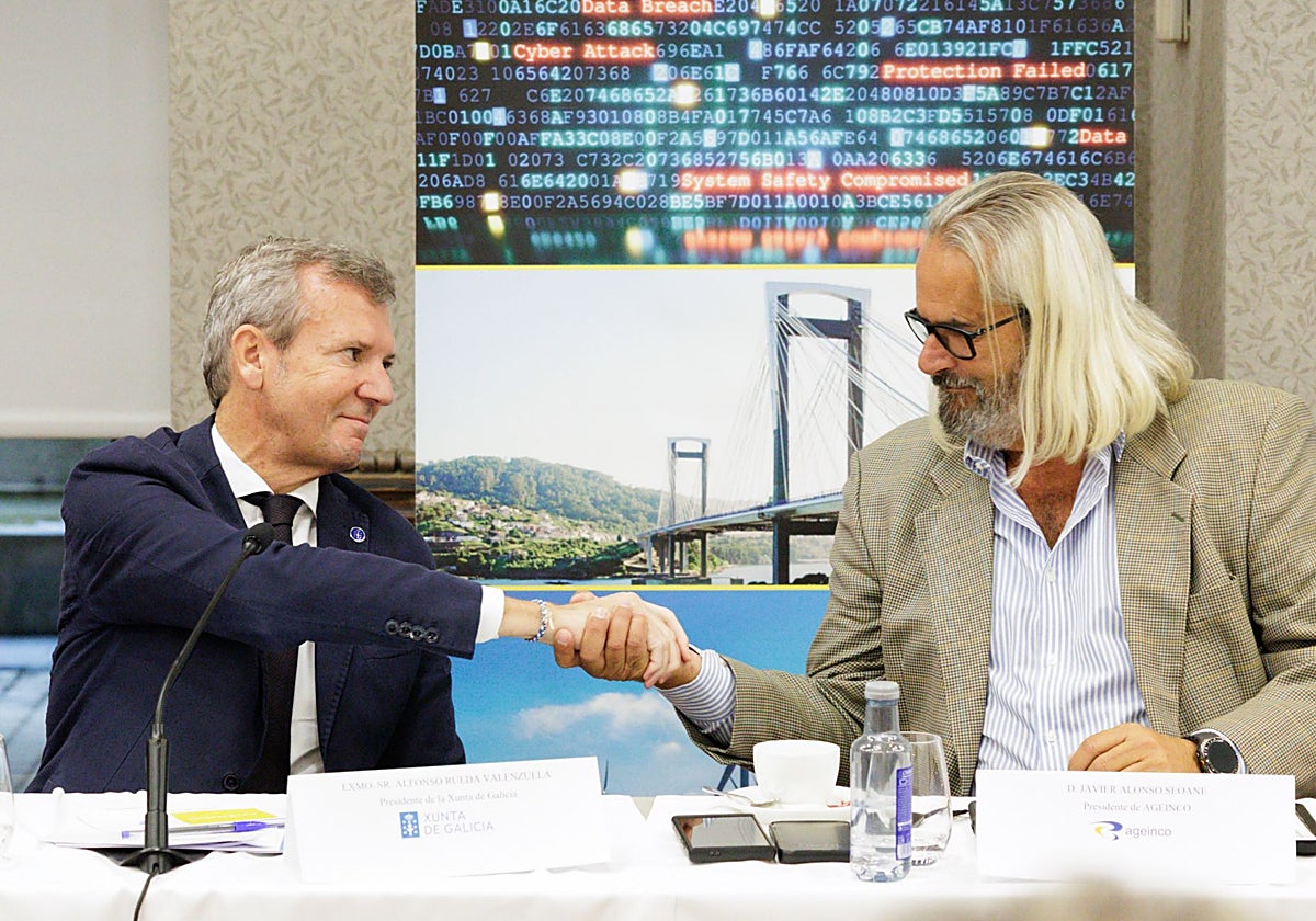 Alfonso Rueda durante el encuentro con Ageinco este viernes en Vigo