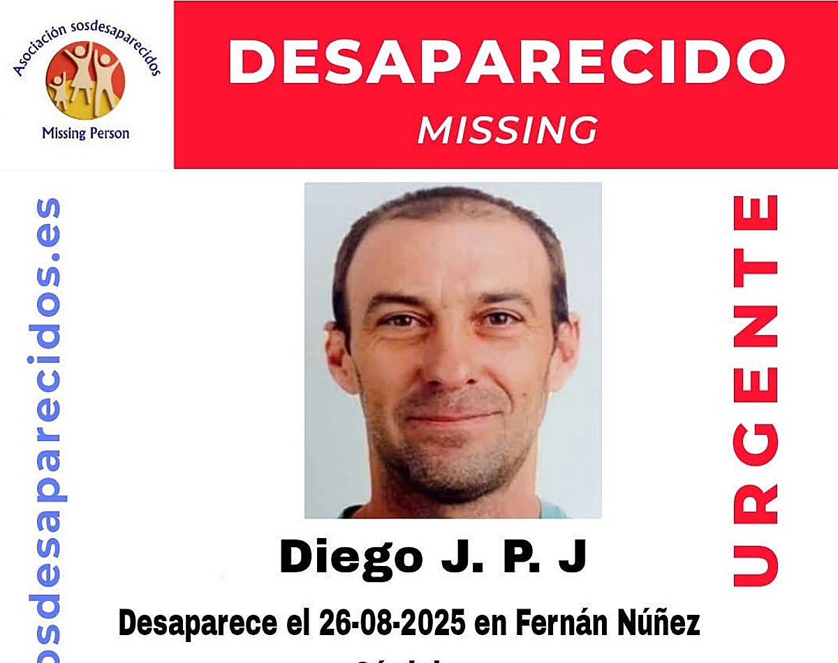 La imagen del hombre desaparecido que ha difundido la oenegé SOS Desaparecidos