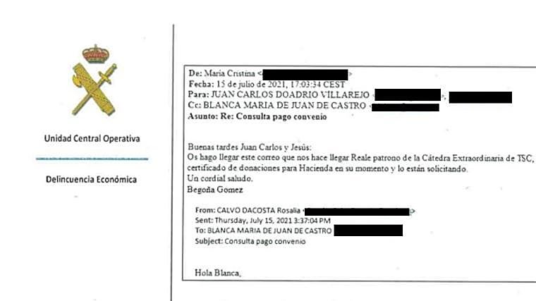 Correo electrónico incluido por la UCO en su informe