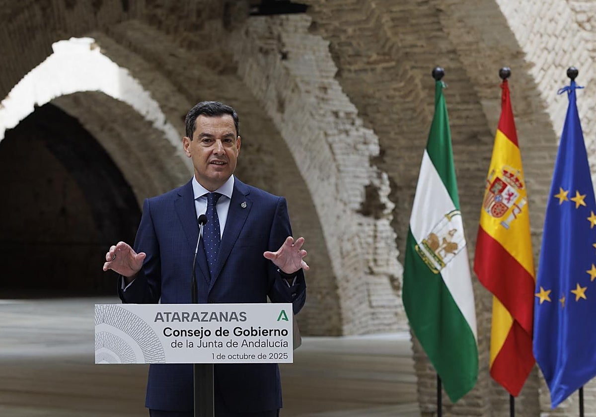 El presidente Moreno, este miércoles en la rueda de prensa en las Atarazanas