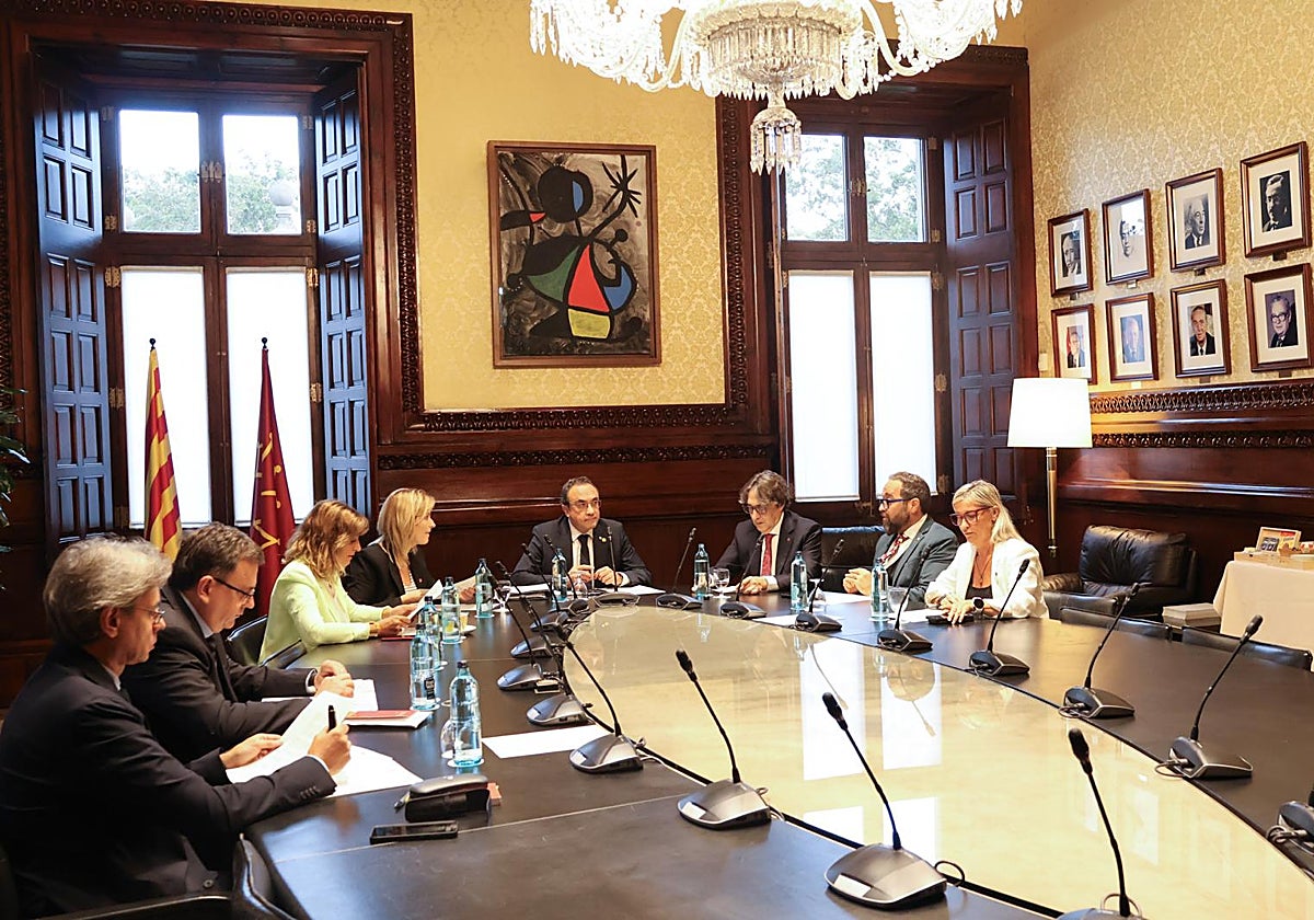 Un momento de la reunión de la Junta de Portavoces celebrada esta mañana