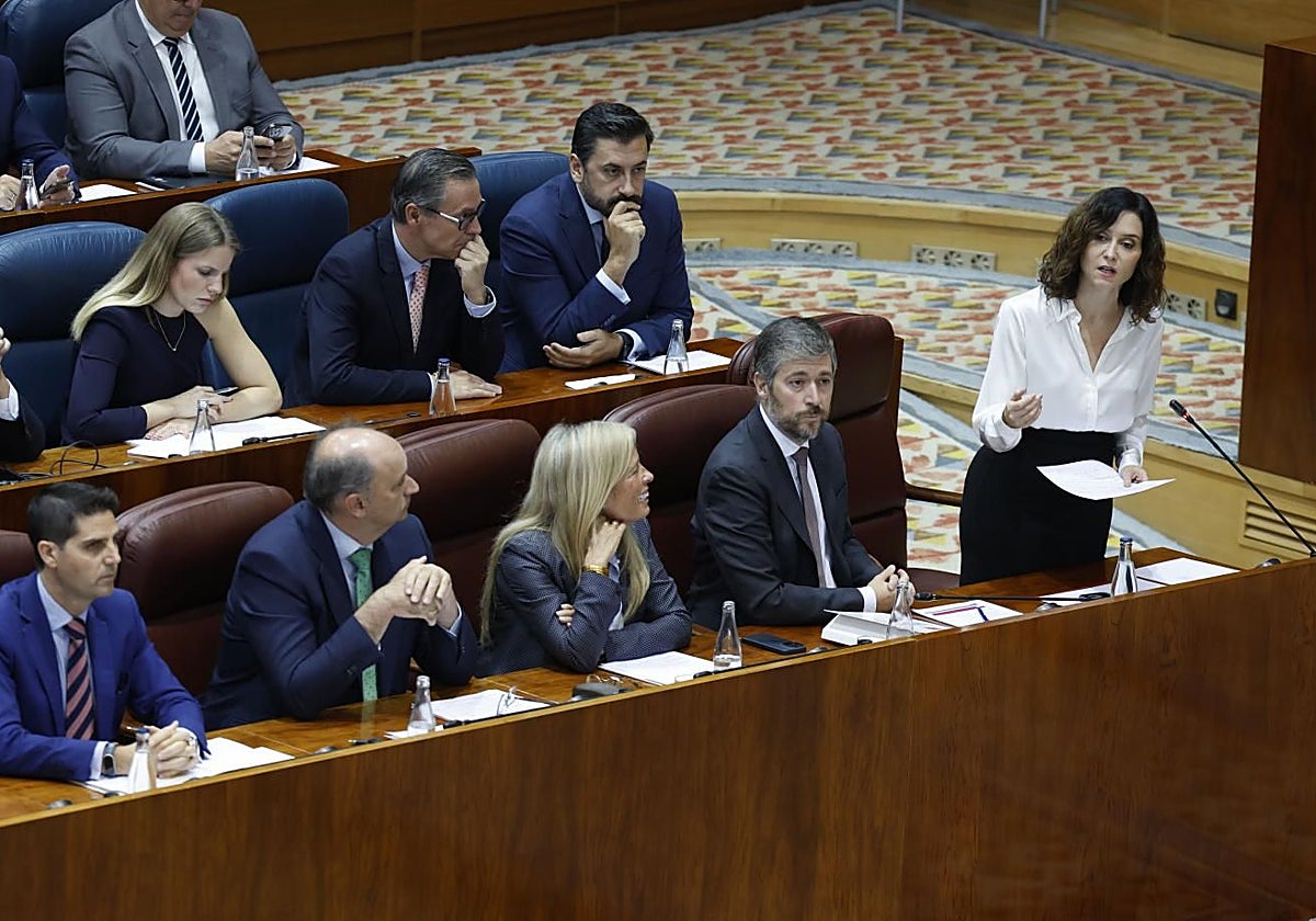 Isabel Díaz Ayuso, durante el Pleno de la Asamblea de Madrid