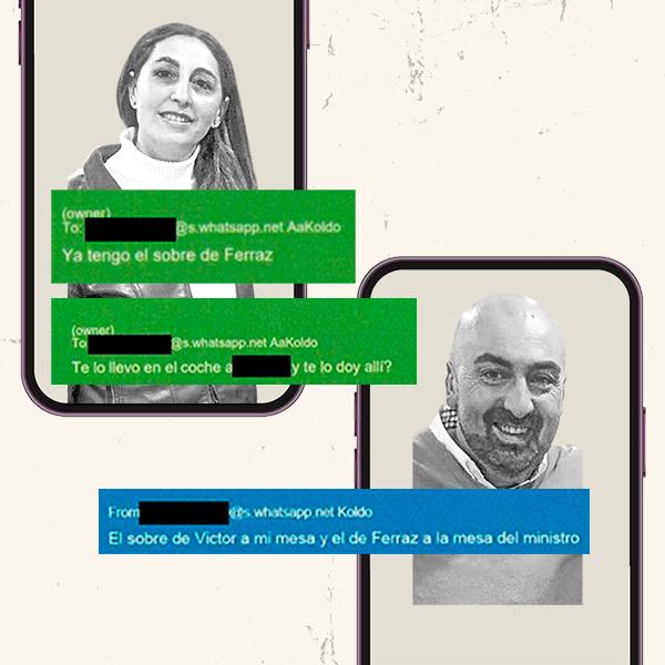 «Soles», «lechugas» y «chistorras» en los mensajes de Koldo y su ex: «El sobre de Víctor a mi mesa y el de Ferraz, a la del ministro»