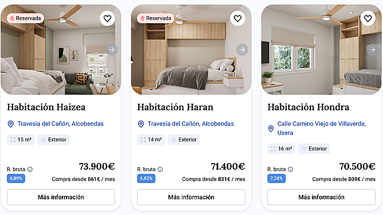Algunos anuncios de la web Habitacion.com