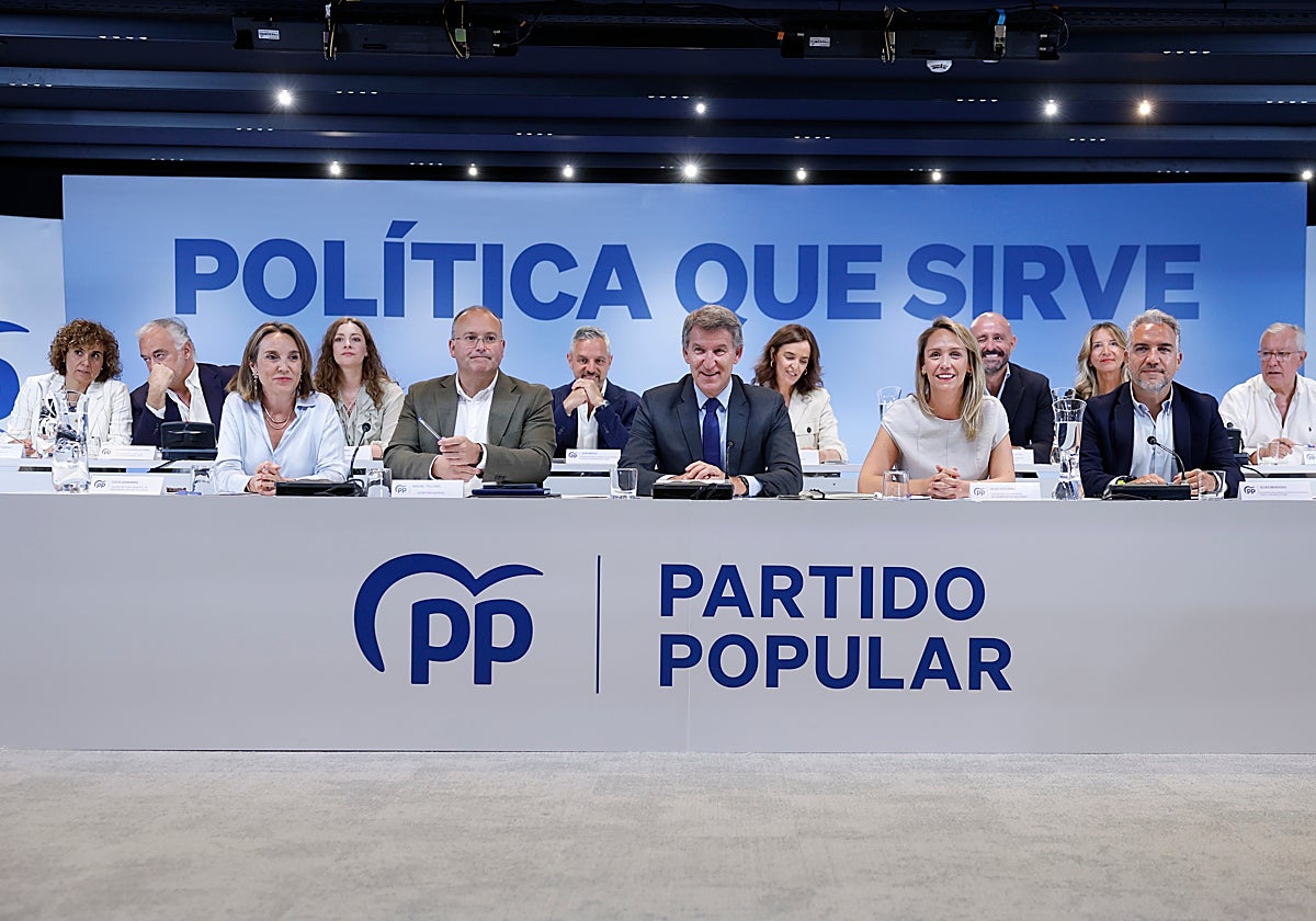 Alberto Núñez Feijóo al frente de su comité de dirección