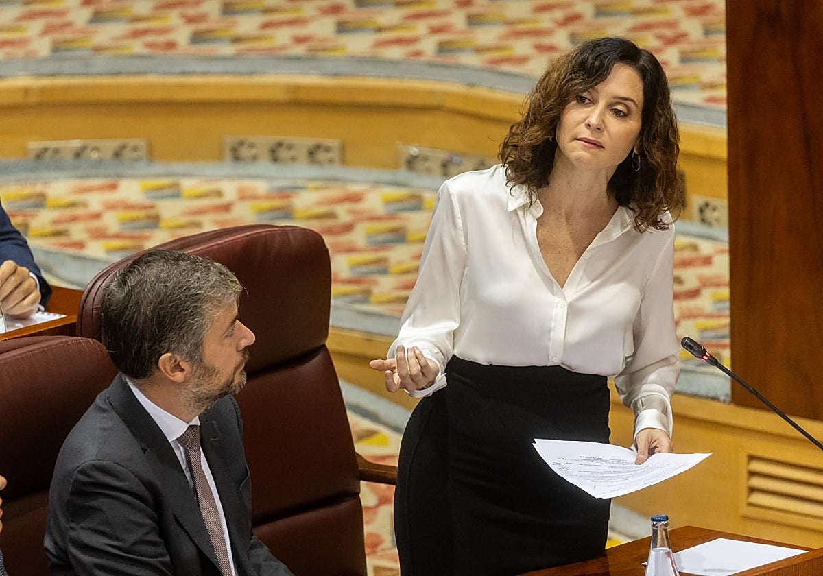 La presidenta de la Comunidad de Madrid, Isabel Díaz Ayuso, en la Asamblea