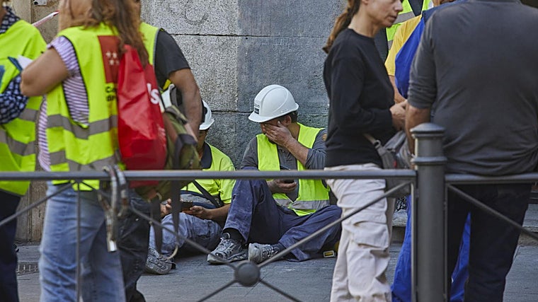 Obreros que se encontraban en el edificio que se derrumbó en Ópera