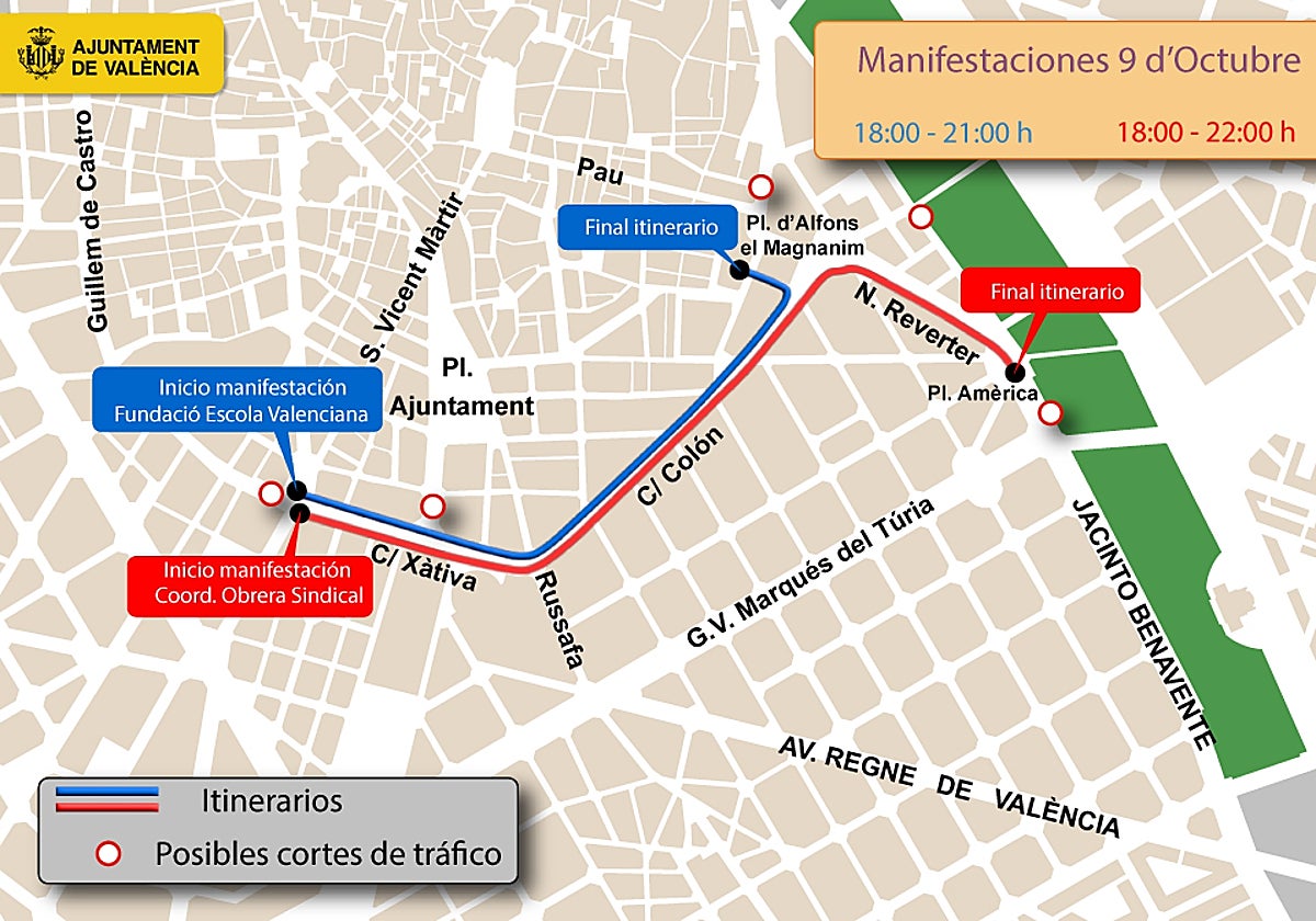 Suspenden una manifestación por el 9 de octubre en Valencia y dejan ...