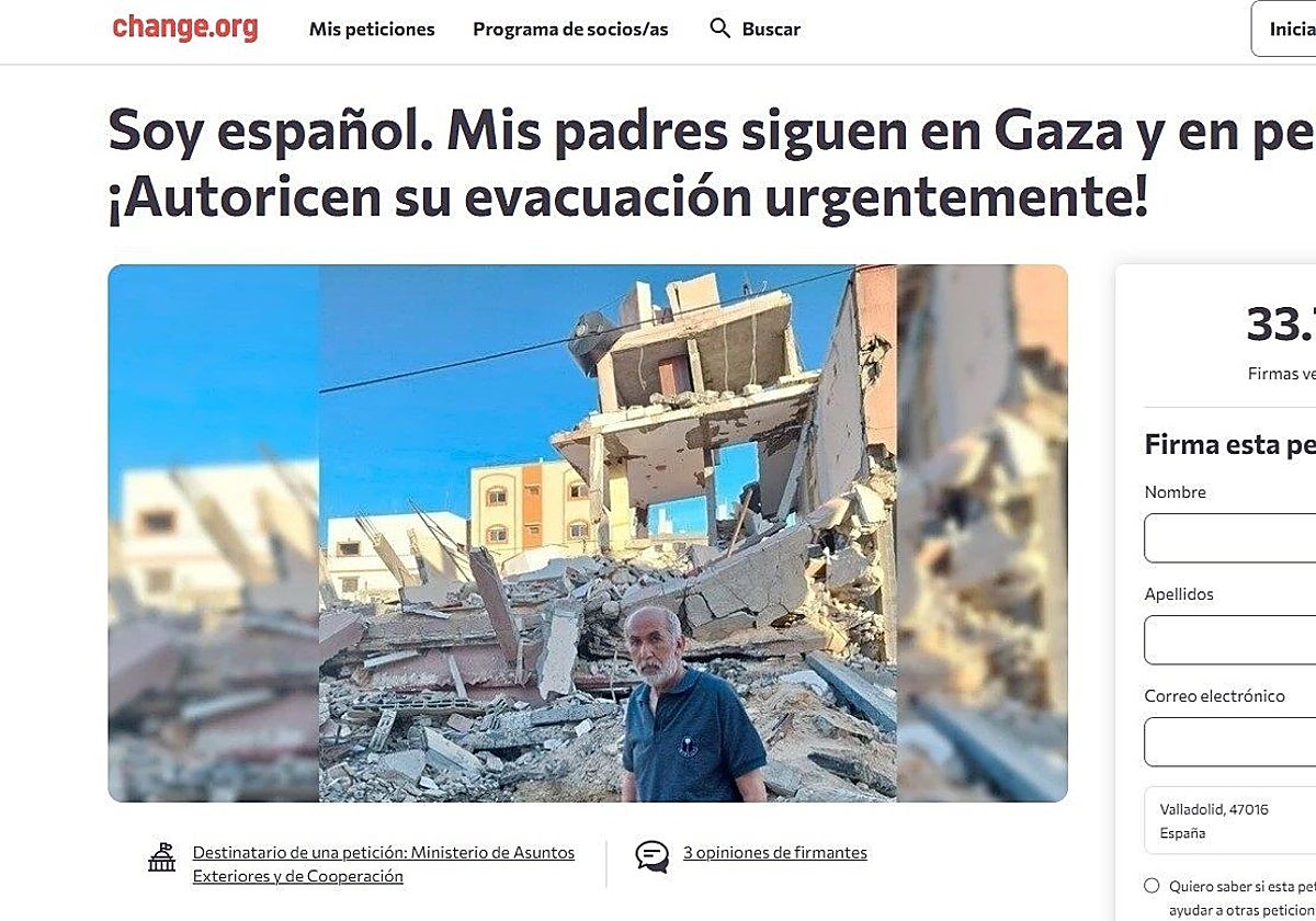 Petición de firmas en Change.Org para reclamar la evacuación de una familia en Gaza