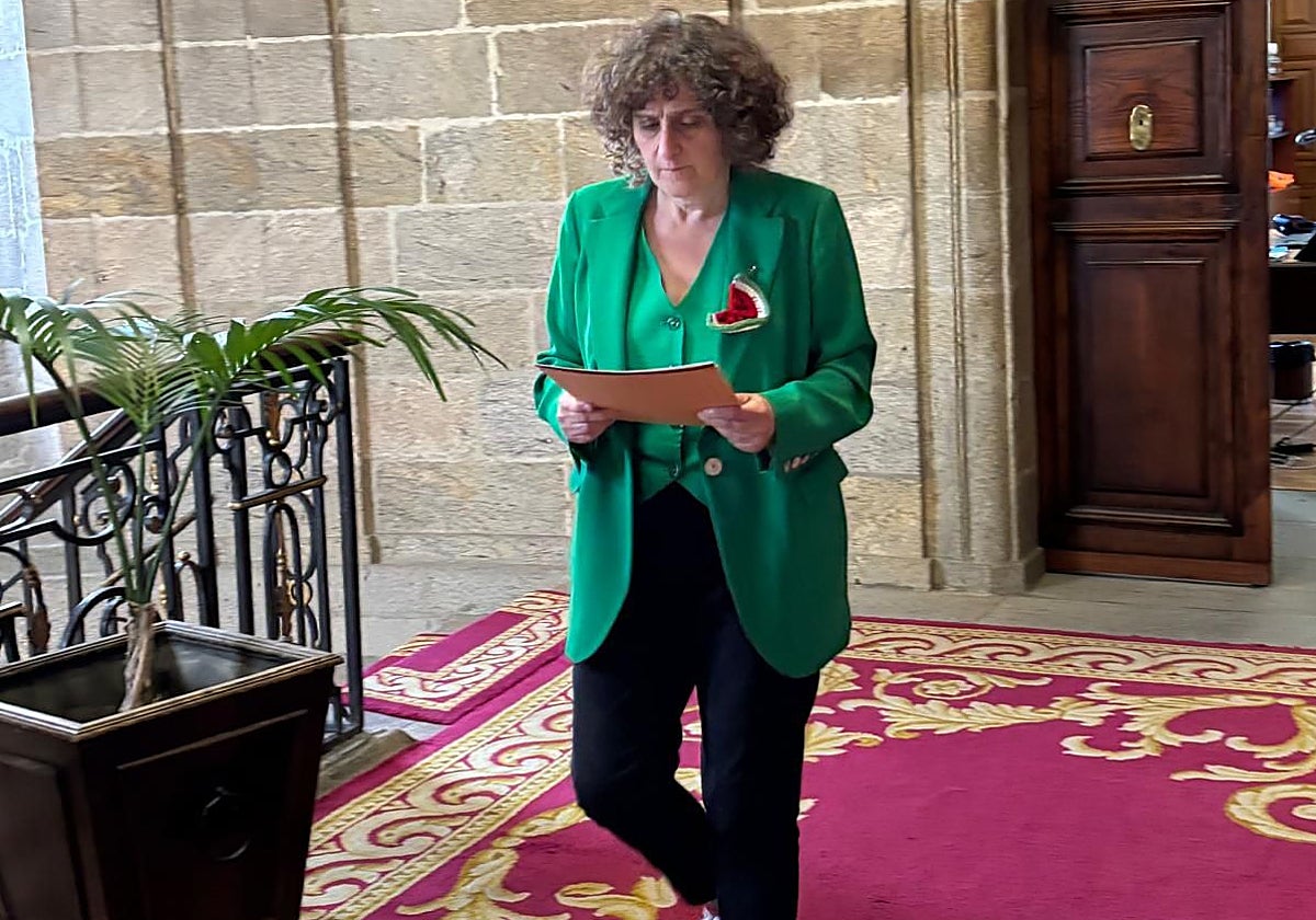 La alcaldesa, Goretti Sanmartín, en el Pazo de Raxoi