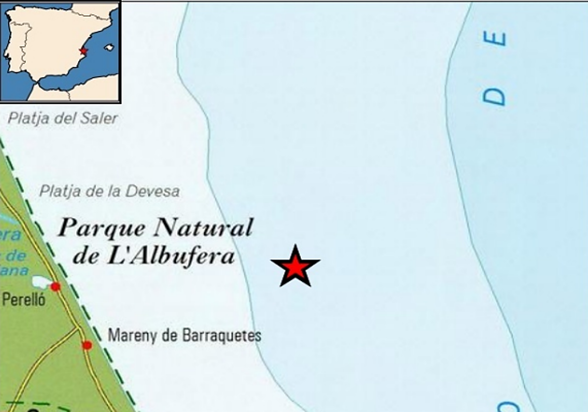 Imagen del epicentro del terremoto registrado en el Golfo de Valencia