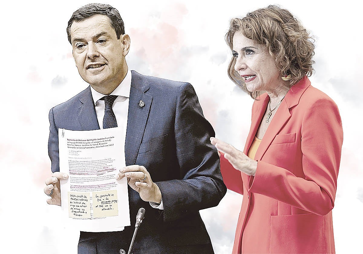 Juanma Moreno y María Jesús Montero, en una imagen superpuesta