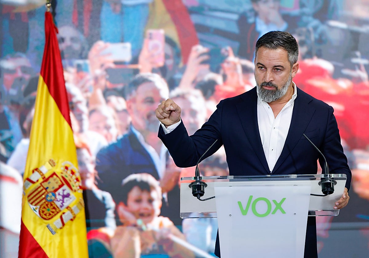El líder de Vox este lunes en la sede nacional de Vox