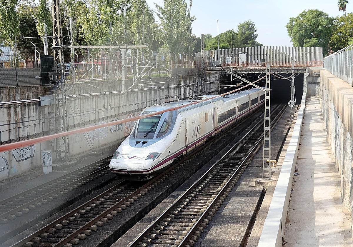 Un tren de alta velocidad, este miércoles a su paso por Córdoba