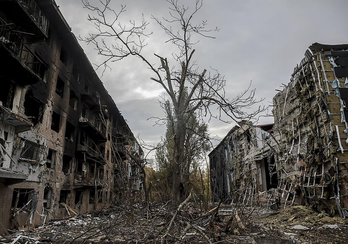 Imagen de destrucción tomada esta semana en Kostiantynivka, ciudad de Ucrania